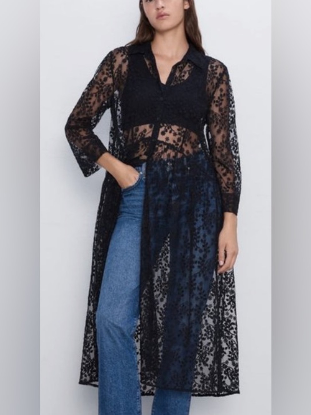Zara Sheer Shirtdress Cover All - Picture 2 of 11